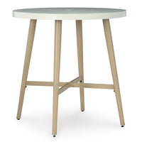 Yami Outdoor Bar Table, Beige Sintered Stone Top, Brown Aluminum 40 Inch-BM352911