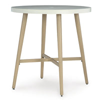 Yami Outdoor Bar Table, Beige Sintered Stone Top, Brown Aluminum 40 Inch-BM352911