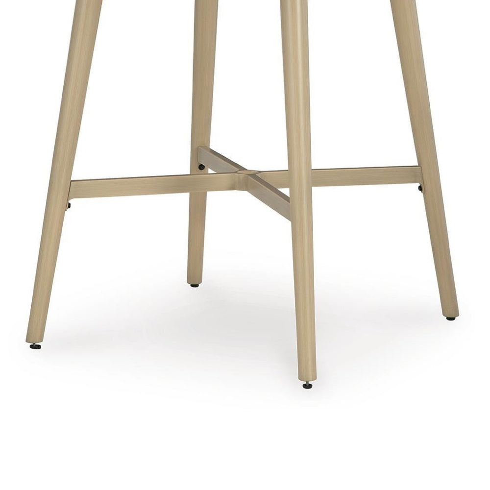 Yami Outdoor Bar Table, Beige Sintered Stone Top, Brown Aluminum 40 Inch-BM352911
