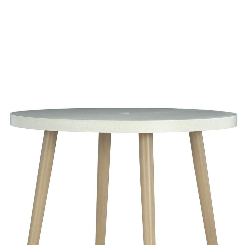 Yami Outdoor Bar Table, Beige Sintered Stone Top, Brown Aluminum 40 Inch-BM352911