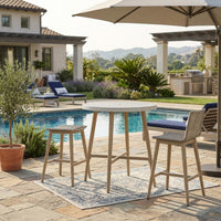 Yami Outdoor Bar Table, Beige Sintered Stone Top, Brown Aluminum 40 Inch-BM352911