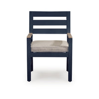 Eina Outdoor Armchair Set of 2, Foam Fill Beige Nuvella Seat, Navy Blue