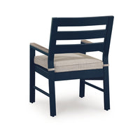 Eina Outdoor Armchair Set of 2, Foam Fill Beige Nuvella Seat, Navy Blue