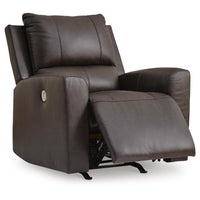 Andie Power Rocker Recliner Chair w USB, Foam Fill Gray Top Grain Leather