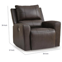 Andie Power Rocker Recliner Chair w USB, Foam Fill Gray Top Grain Leather