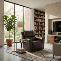 Andie Power Rocker Recliner Chair w USB, Foam Fill Gray Top Grain Leather