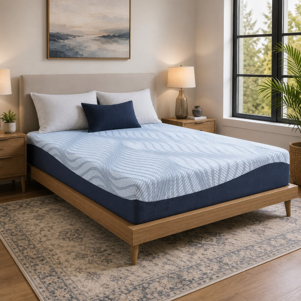 Ammy California King Mattress, Firm Support, Memory Foam, Blue 10 Inch-BM352926