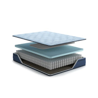 Pmy Hybrid King Mattress, Cooling Cover, Coil Support, Blue Fabric 12 Inch-BM352927