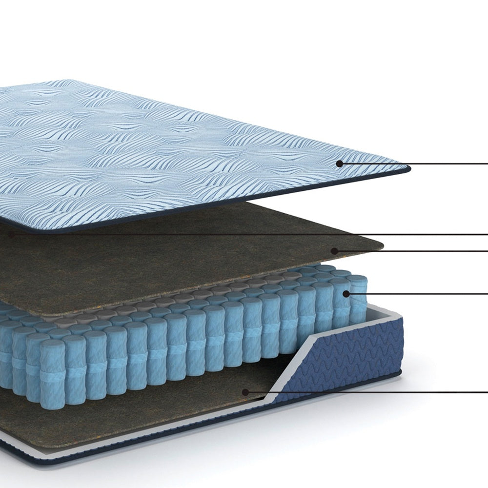 Pmy Hybrid King Mattress, Cooling Cover, Coil Support, Blue Fabric 12 Inch-BM352927
