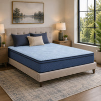 Pmy Hybrid King Mattress, Cooling Cover, Coil Support, Blue Fabric 12 Inch-BM352927