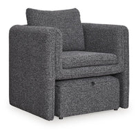 Vanie Accent Chair Pull-Out Ottoman, Charcoal-Black Polyester