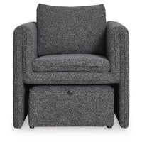 Vanie Accent Chair Pull-Out Ottoman, Charcoal-Black Polyester