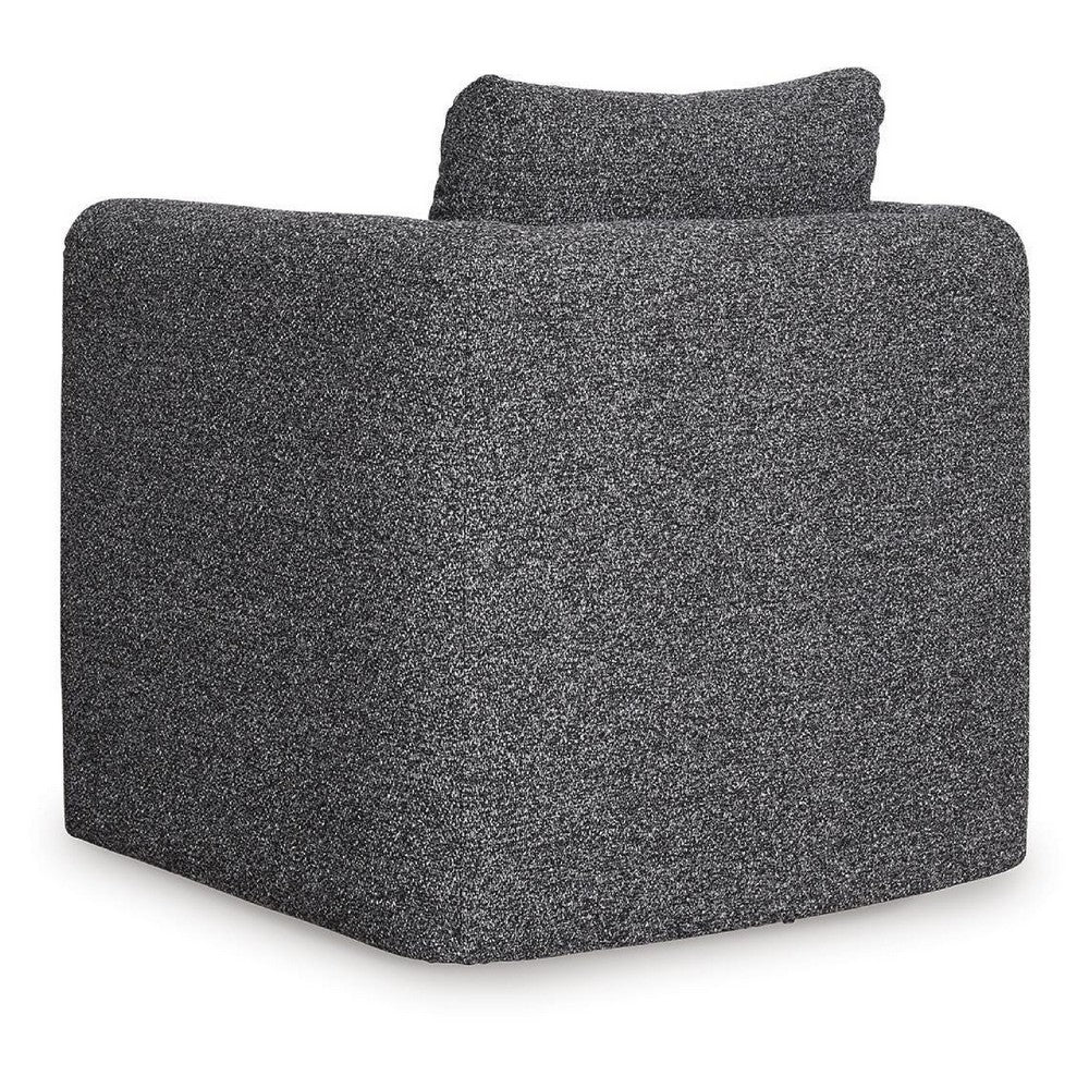 Vanie Accent Chair Pull-Out Ottoman, Charcoal-Black Polyester