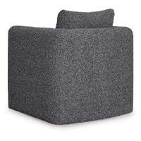 Vanie Accent Chair Pull-Out Ottoman, Charcoal-Black Polyester