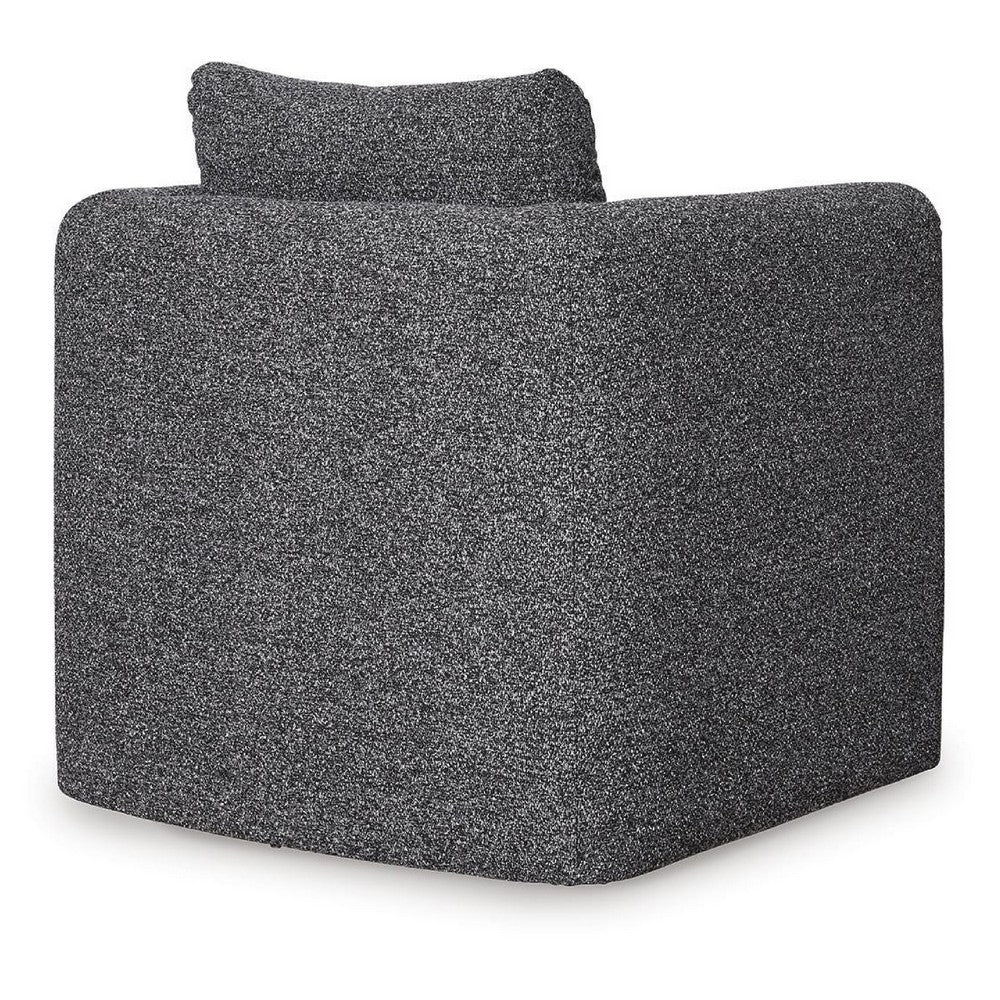 Vanie Accent Chair Pull-Out Ottoman, Charcoal-Black Polyester