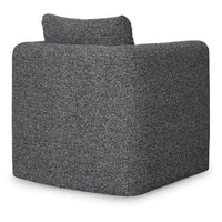 Vanie Accent Chair Pull-Out Ottoman, Charcoal-Black Polyester