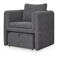 Vanie Accent Chair Pull-Out Ottoman, Charcoal-Black Polyester