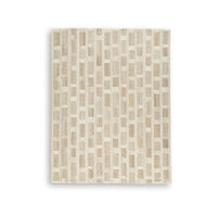 Lisa Hand Tufted Large Area Rug, Brick Pattern, Tan Wool-Polyester 8x10
