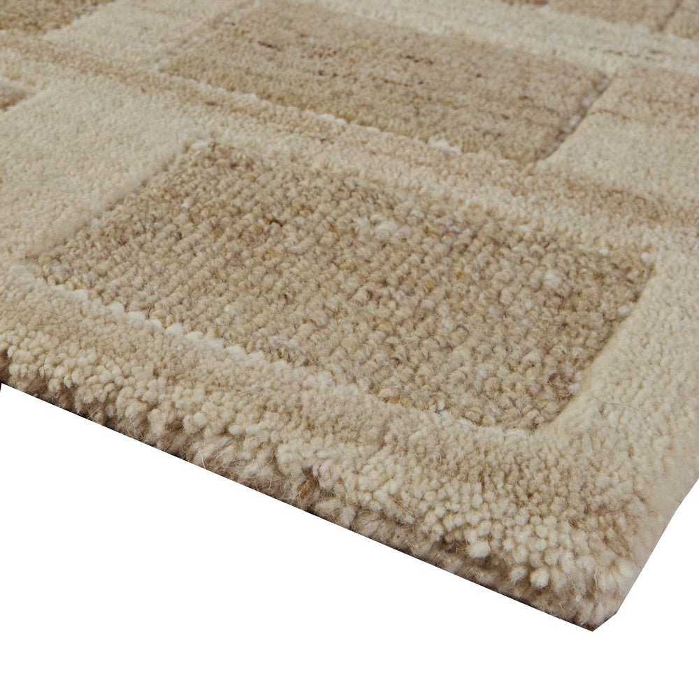 Lisa Hand Tufted Large Area Rug, Brick Pattern, Tan Wool-Polyester 8x10