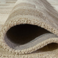 Lisa Hand Tufted Large Area Rug, Brick Pattern, Tan Wool-Polyester 8x10