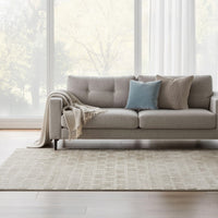 Lisa Hand Tufted Large Area Rug, Brick Pattern, Tan Wool-Polyester 8x10