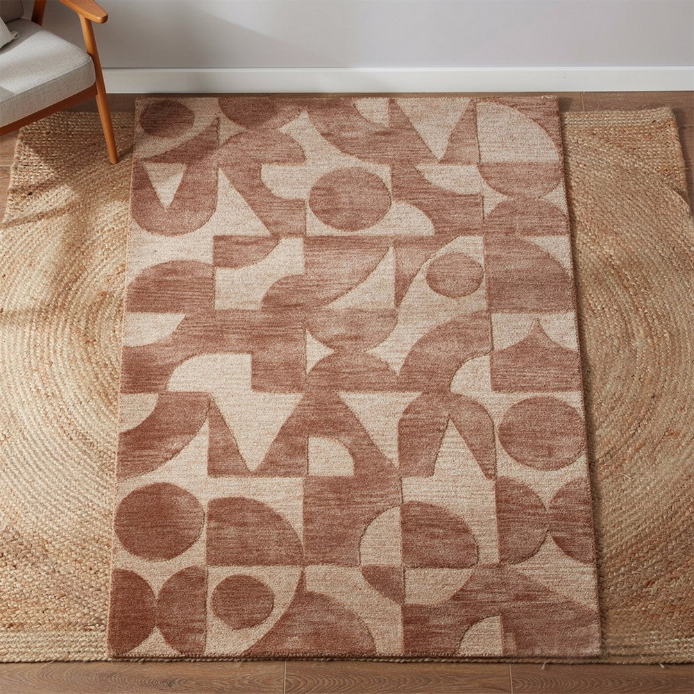 Perry Large Area Rug, Geometric Accents, Hand-Tufted Clay Polyester 8x10