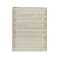 Emery Table-Tufted Large Rug with Stepped Border, Brown-Beige Wool 8x10