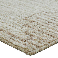 Emery Table-Tufted Large Rug with Stepped Border, Brown-Beige Wool 8x10