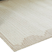 Emery Table-Tufted Large Rug with Stepped Border, Brown-Beige Wool 8x10