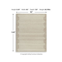 Emery Table-Tufted Large Rug with Stepped Border, Brown-Beige Wool 8x10
