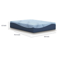Pmy Queen Mattress with Memory Foam, Firm Support, Light Blue Fabric 12 Inch-BM352947