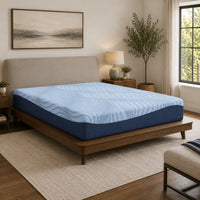 Pmy Queen Mattress with Memory Foam, Firm Support, Light Blue Fabric 12 Inch-BM352947