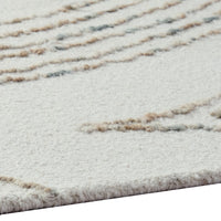 Delma Abstract Large Rug, Green-Brown Organic Flow Pattern, Ivory Wool 8x10