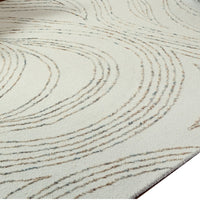 Delma Abstract Large Rug, Green-Brown Organic Flow Pattern, Ivory Wool 8x10