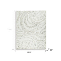 Delma Abstract Large Rug, Green-Brown Organic Flow Pattern, Ivory Wool 8x10