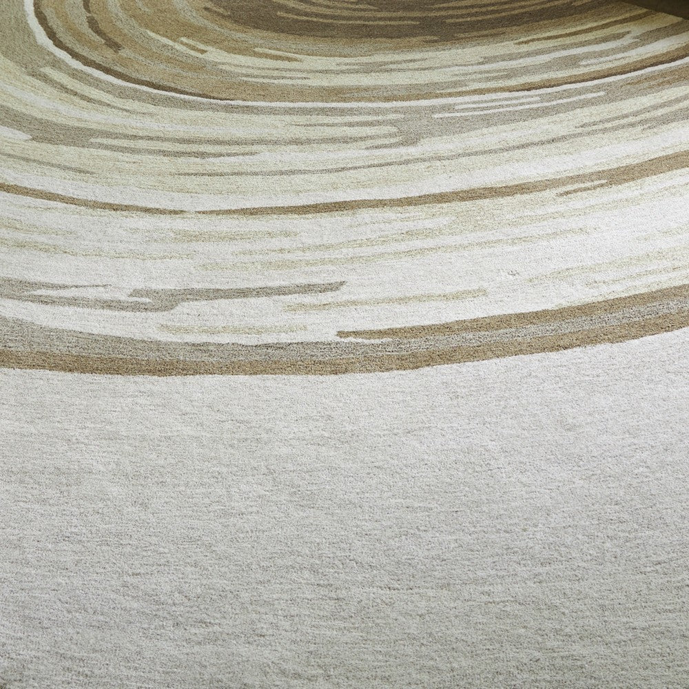 Rizzy Large Area Rug, Brown-Gray Abstract Ripple Patterns, Ivory Wool 8x10