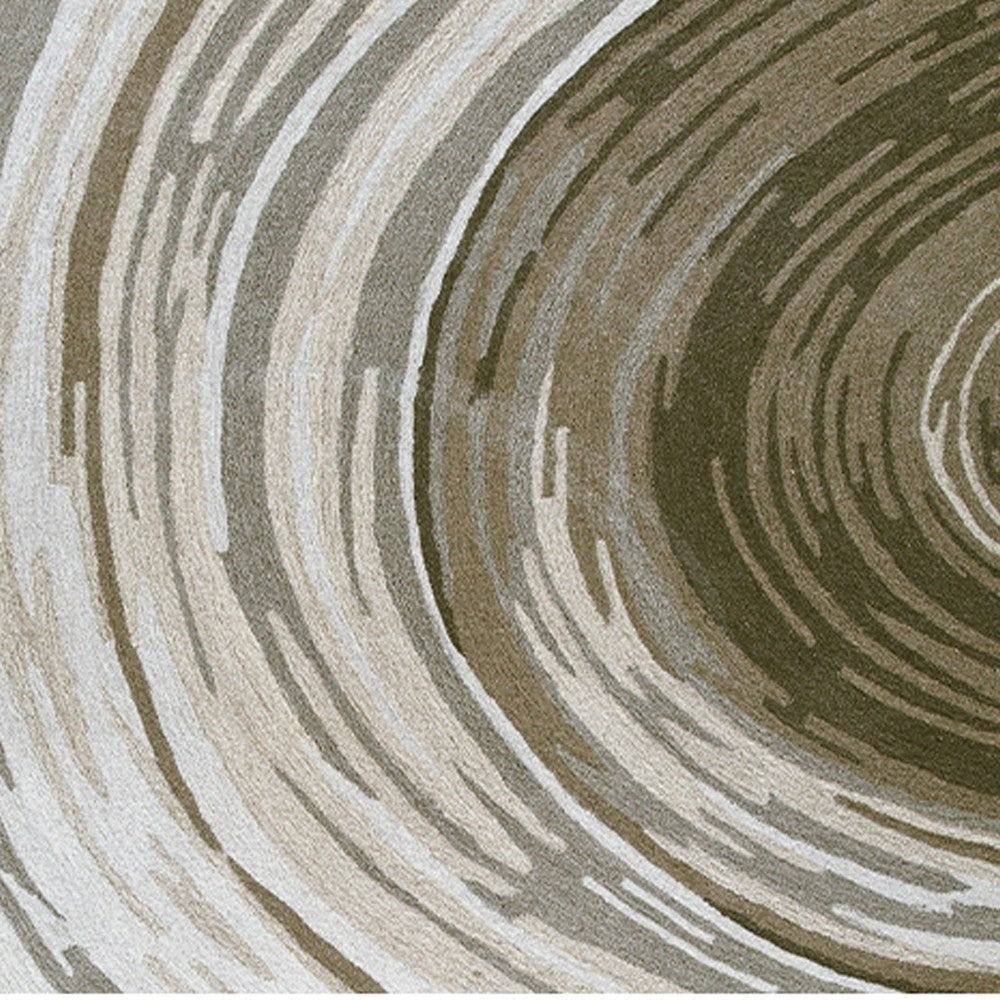 Rizzy Large Area Rug, Brown-Gray Abstract Ripple Patterns, Ivory Wool 8x10