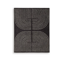 Edon Large Area Rug with Ivory Geometric Statement Design, Black Wool 8x10
