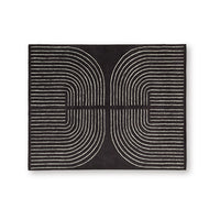 Edon Large Area Rug with Ivory Geometric Statement Design, Black Wool 8x10