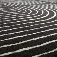 Edon Large Area Rug with Ivory Geometric Statement Design, Black Wool 8x10