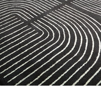 Edon Large Area Rug with Ivory Geometric Statement Design, Black Wool 8x10