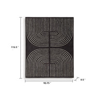 Edon Large Area Rug with Ivory Geometric Statement Design, Black Wool 8x10