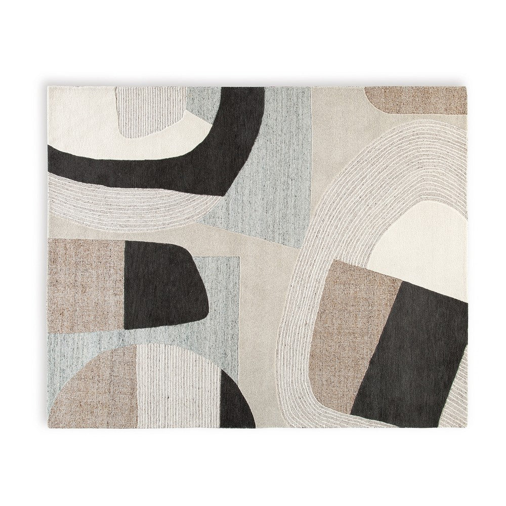 Edric Hand-Tufted Large Area Rug, Neutral Abstract Geometric Patterns 8x10