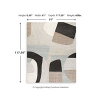 Edric Hand-Tufted Large Area Rug, Neutral Abstract Geometric Patterns 8x10