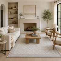 Winie Large Area Rug, Trellis Patterns, Hand-Tufted, Gray Wool 8x10
