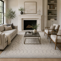Winie Large Area Rug, Trellis Patterns, Hand-Tufted, Gray Wool 8x10
