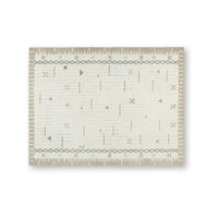 Dotty Hand-Tufted Large Area Rug, Bordered and Geometric Design, Cream Wool 8x10