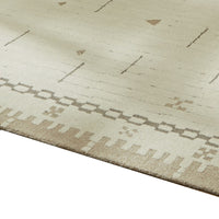 Dotty Hand-Tufted Large Area Rug, Bordered and Geometric Design, Cream Wool 8x10