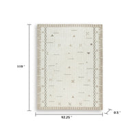 Dotty Hand-Tufted Large Area Rug, Bordered and Geometric Design, Cream Wool 8x10