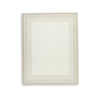 Teena Hand-Tufted Large Area Rug with Bordered Design, Ivory-Tan Wool 8x10